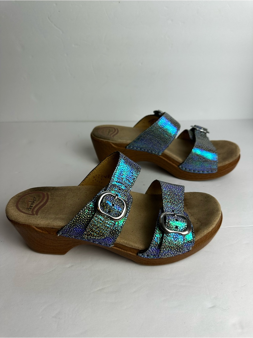 Dansko Sophie Sandals Women's Size EU 39 8.5 or 9 Shoes Blue Green Buckle - Picture 2 of 8